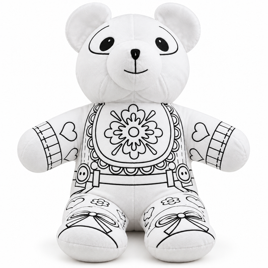 Peluche de oso blanco, listo para colorear