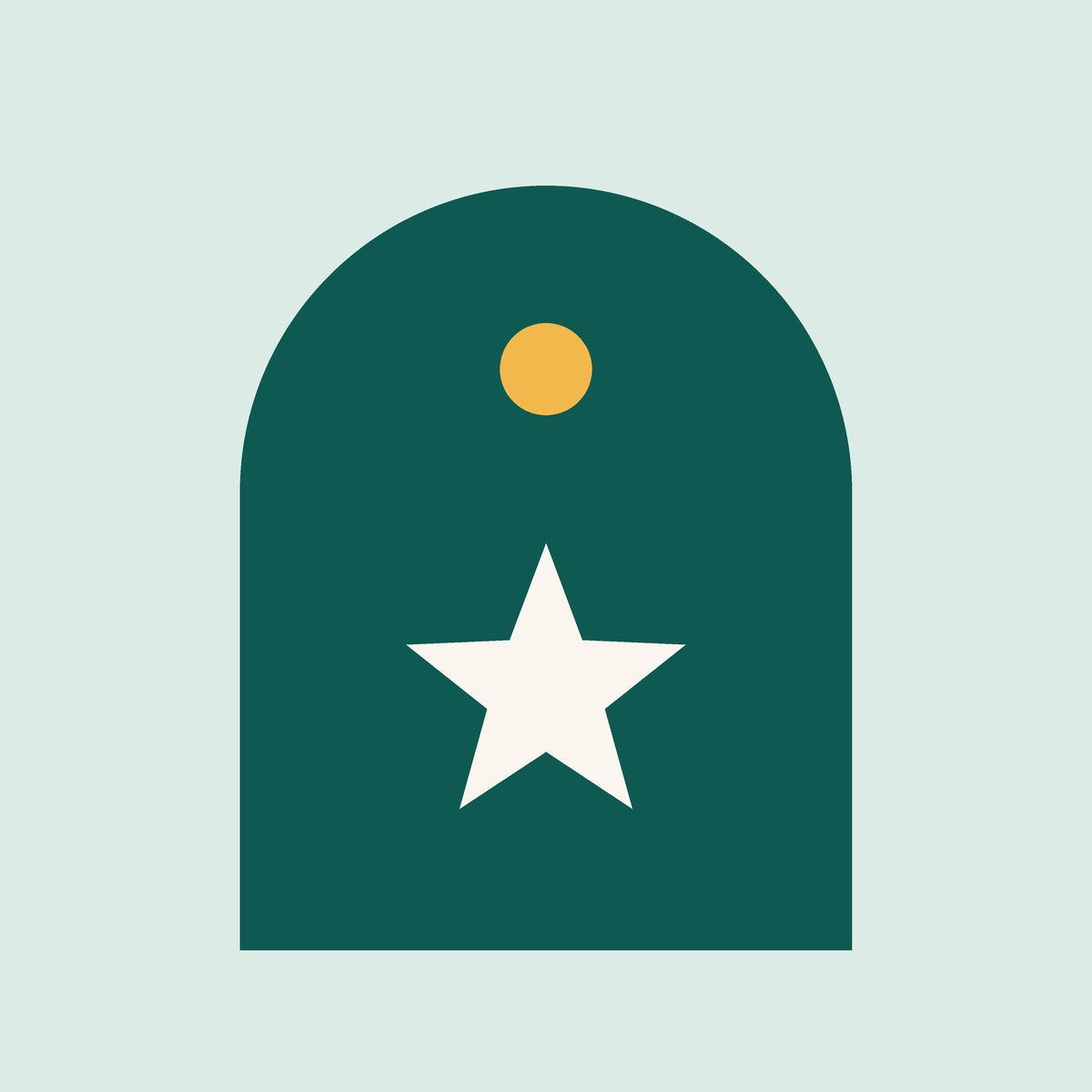 Navidad Viventi: arco con una estrella, en verde y menta