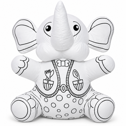 Peluche de elefante blanco, listo para colorear