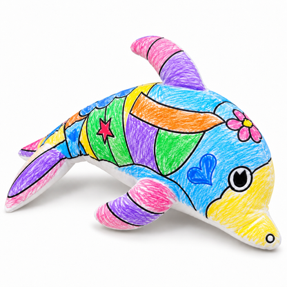 Peluche de delfín pintado con colores