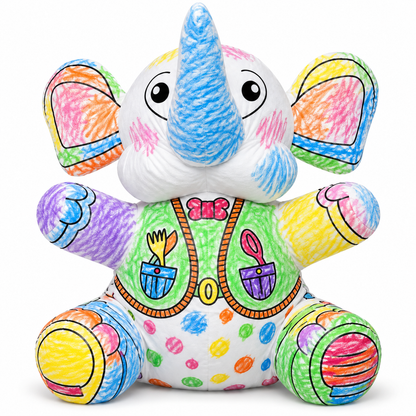 Peluche de elefante pintado con colores