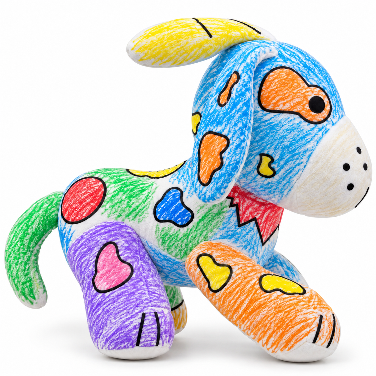 Peluche de perro pintado con colores